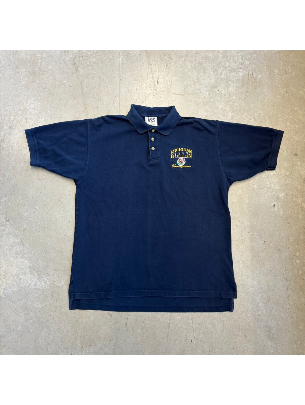 Vintage 90s Michigan Big Ten Champions Collard Shirt Large Navy